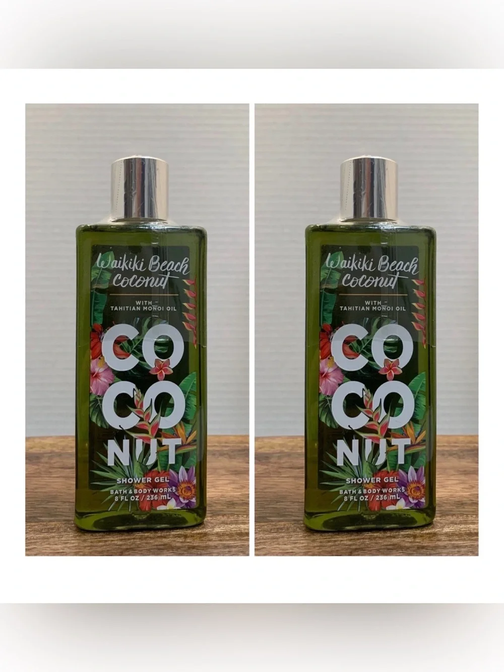 2~Bath & Body Works WAIKIKI BEACH COCONUT w/ Tahitian Monoi Oil Shower Gel~ 8 oz